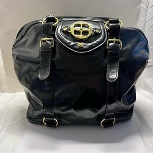 IMAN Large Shopper Tote Bag Black 100% Polyurethane